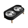 thumbnail image 1 of Pet Feeder Bowls, Stainless Steel Double Bowls for Water and Food Feeding with Non-Slip Base, for Puppy Medium Dogs Cats, Black, 1 of 5