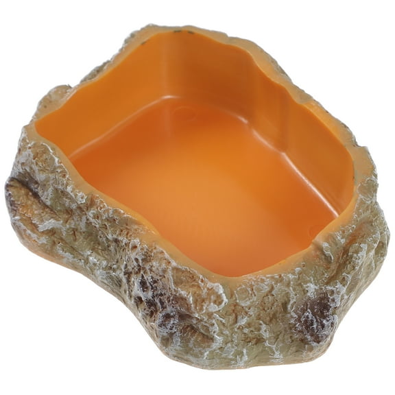 Pet Feeder Dish Lizard Water Bowl Feeding Resin Rock Worm Reptile Decorative Terrarium Pan Decorate