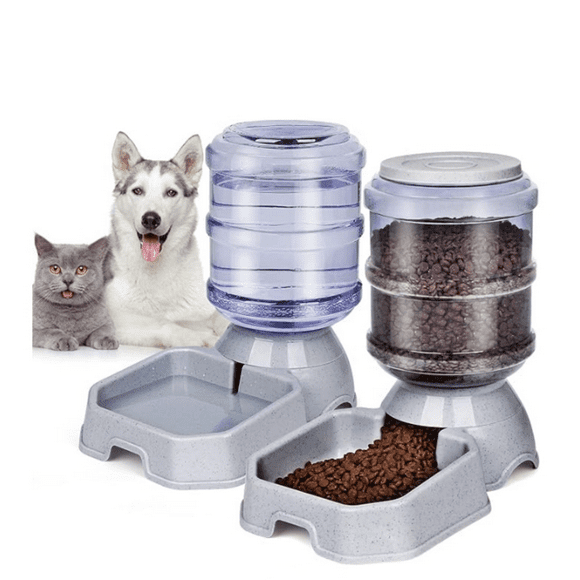 Pet Feeder and Water Food Dispenser Automatic for Dogs Cats, 100% Gravity Refill, Easily Clean, Self Feeding for Small Large Pets Puppy Kitten Rabbit Bunny