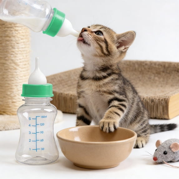 Pet Feeding Bottle Nursing Bottle For Pets Nursing Bottle for Pets 150ml Feeding Kit for Puppies Kittens, Includes Multiple Nipples, Hole Puncher, Brush, for Newborn Small Animal Rearing, Green