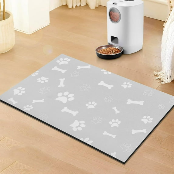 Pet Feeding Mat, 12"x20"Absorbent Dog Food Mat for Food and Water Bowl, Quick Dry Dog Drinking Pad for Cat Dog Feeding Watering
