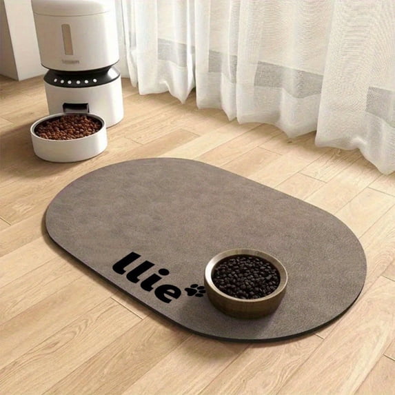 Pet Feeding Mat, 16x12 Inch Absorbent Dog Food Mat with Non-Slip Rubber Backing, Waterproof Bowl Mat for Dogs and Cats, Easy Clean Floor Protector for Hardwood Floors