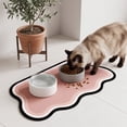 thumbnail image 1 of Pet Feeding Mat 23.6"x15.7", Quick Dry & Absorbent Pet Mat for Water Bowl, Anti Scratch Cat Mats for Feeding Stations, Large Cat Dog Food Bowl Mat for Indoor & Outdoor Use (Pink), 1 of 7