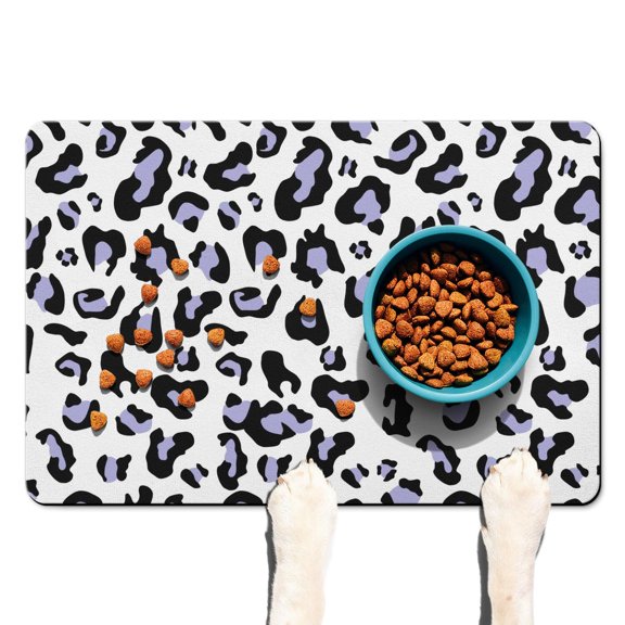 Pet Feeding Mat with Abstract Leopard Texture, Durable Waterproof Dog Food Mat, Absorbent, Non-Slip, Quick Dry, Washable Mat Featuring Stylish Animal Design