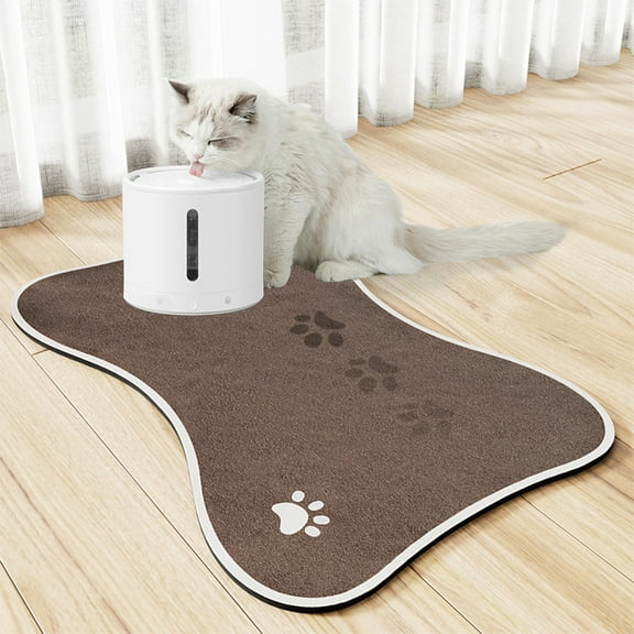 Pet Feeding Mat,Dog & Cat Silicone Bone Shaped Feeding Mat with Rubber Backing,Non-slip Absorbent Dog Food Mat,Quick Dry Dog Mat for Food and Water Bowl,No Stains Dog Cat Food Mats Indoor