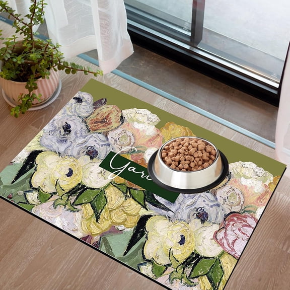 Pet Feeding Mat for Dogs and Cats-No Stains Quick Dry Mat for Dog Food and Water Bowl-Absorbent Dog Water Dispenser Mat-Suitable for Large and Multiple Pets