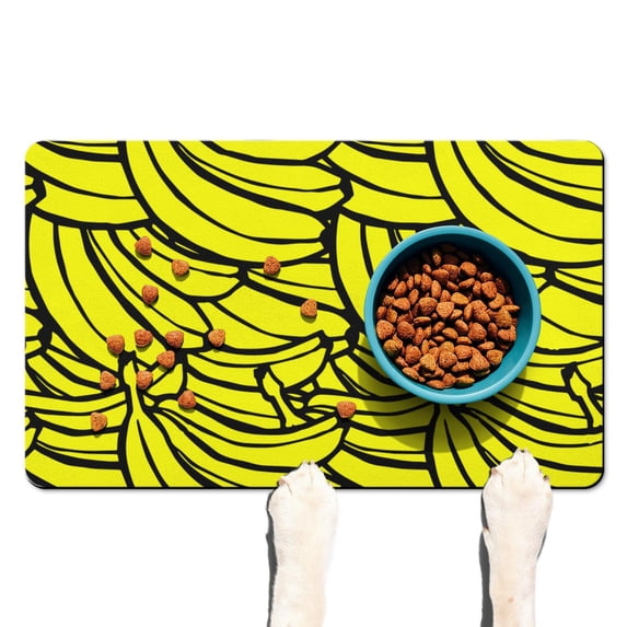Pet Feeding Mat with Kawaii Apple Lover Pattern, Durable Waterproof Dog Food Mat, Absorbent, Non-Slip, Quick Dry, Washable Mat Featuring Cartoon Apple Painting and Leaves