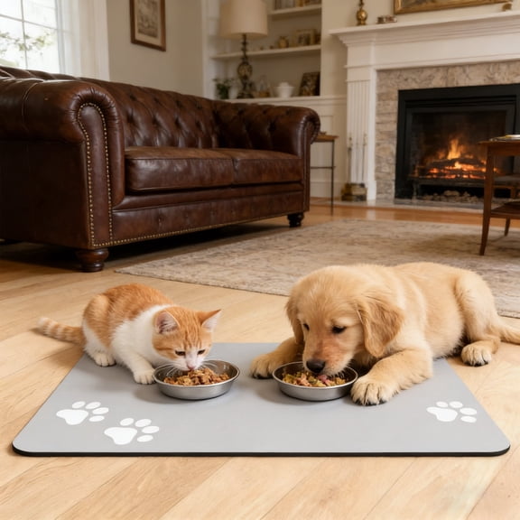 Pet Feeding Mat Oversize Silicone for Dogs and Cats, Pet Placemat Non-Slip Waterproof Bowl Mats,12" x 16"