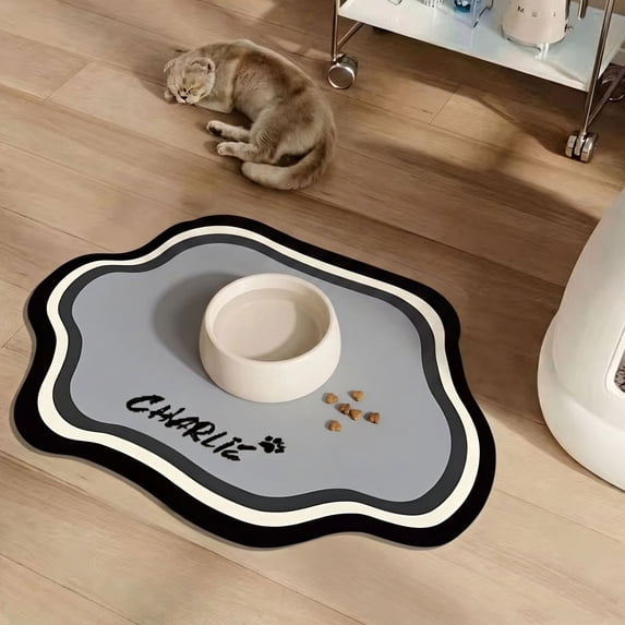 Pet Feeding Mat Quick-Dry Absorbent Non-Slip Rubber Backing for Cats and Dogs Bowl Indoor Use