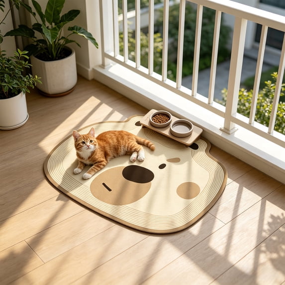 Pet Feeding Mat, Quick Drying Absorbent Cat Dog Bowl Mat, Non-Slip Waterproof Food and Water Dispenser Pad for Indoor Floors