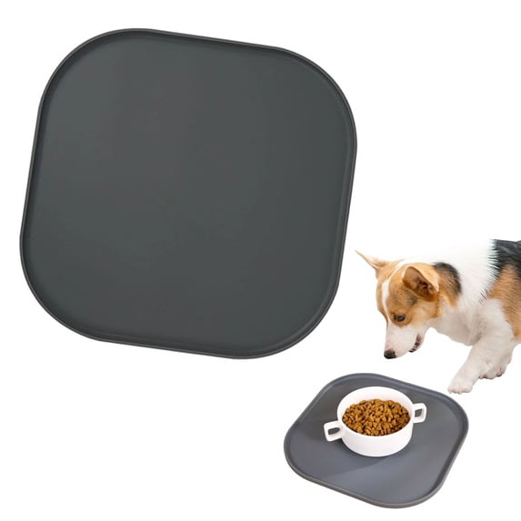Pet Feeding Mat for Dogs Cats, Non-Slip Waterproof Dog Cat Bowl Mat, Food Water Spill Proof Feeding Pad for Small Medium Large Pets, Beige