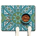 thumbnail image 1 of Pet Feeding Mat with Folk Geometric Pattern Ornament, Waterproof Absorbent Non-Slip Dog Food Mat Quick Dry Easy Clean, 1 of 5