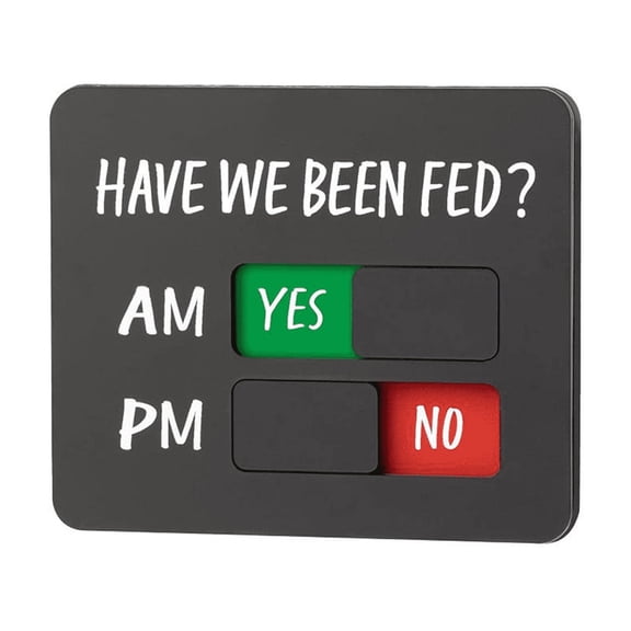 Pet Feeding Reminder Sign for Fridge - Magnetic AM/PM Tracker with Yes/No Slider to Prevent Overfeeding Your Dog.