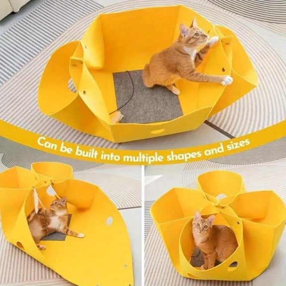 Pet Felt Cat Nest Fun Interactive Toy deformable cat tunnel semi-enclosed Composite Structure Universal Cat Head Cutout Design