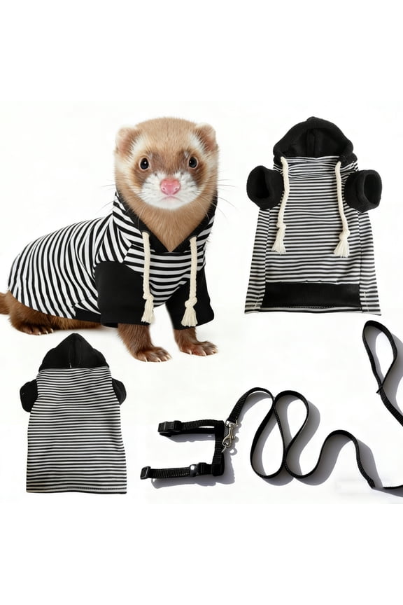 Pet Ferret Clothing And Harness Set,Warm Hoodies For Hamsters,Guinea Pigs,Rabbits,Totoro,Teacups,And Puppies,Safe,Warm,And Fashionable Small Pet Clothing.