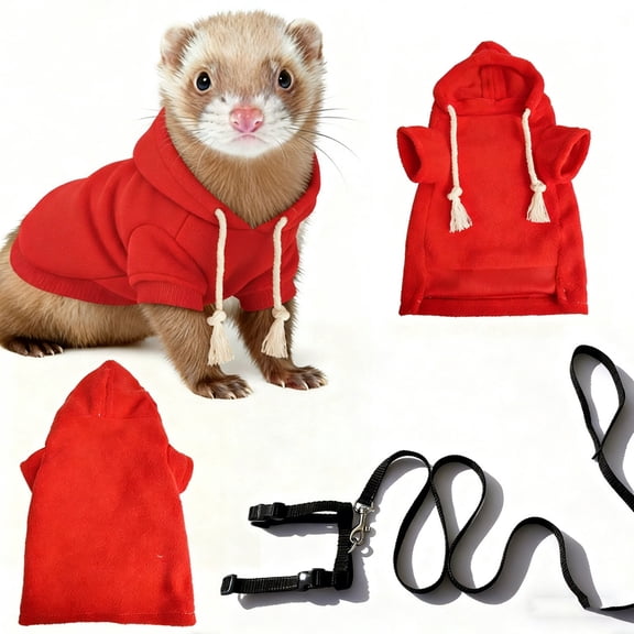 Pet Ferret Clothing And Harness Set,Warm Hoodies For Hamsters,Guinea Pigs,Rabbits,Totoro,Teacups,And Puppies,Safe,Warm,And Fashionable Small Pet Clothing.