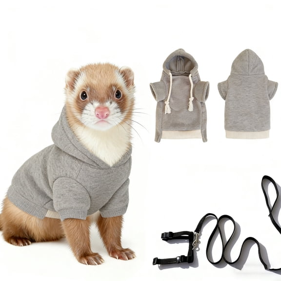 Pet Ferret Clothing And Harness Set,Warm Hoodies For Hamsters,Guinea Pigs,Rabbits,Totoro,Teacups,And Puppies,Safe,Warm,And Fashionable Small Pet Clothing.