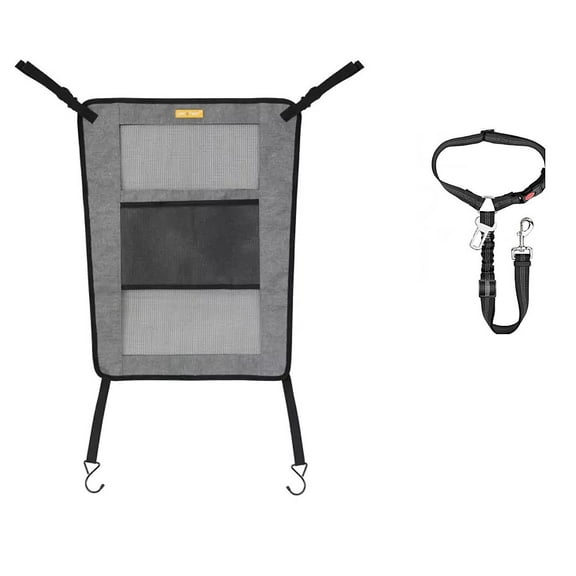 Pet Field 2-Piece Car Seatbelt Kit with Pet Barrier
