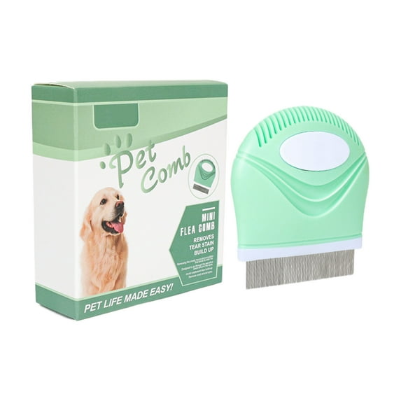 Pet Flea Comb for Cats and Dogs - Stainless Steel Detangling Grooming Tool, Fine-Tooth Design for Removing Debris & Dandruff, 1-Pack Professional Pet Hair Removal Comb