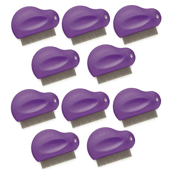 Pet Flea Combs Contoured Grip 3" 29 Tooth Tool Black or Purple Bulk Available (Purple - 10 Combs)