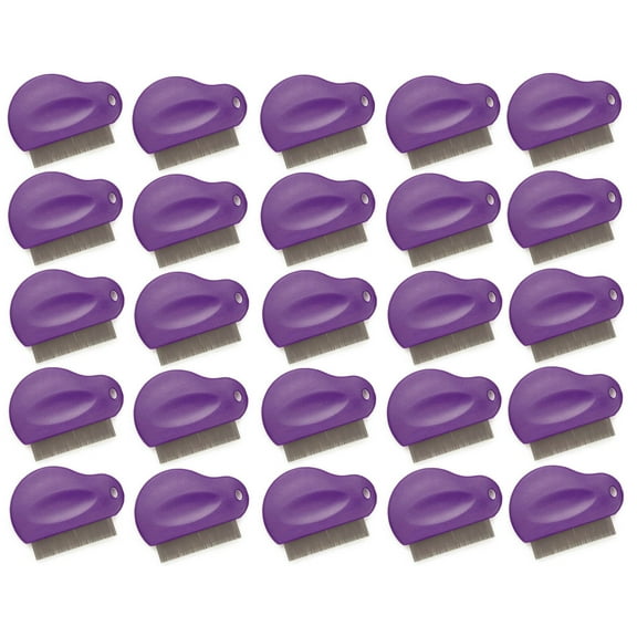 Pet Flea Combs Contoured Grip 3" 29 Tooth Tool Black or Purple Bulk Available (Purple - 25 Combs)
