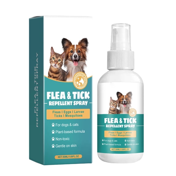 Pet Flea Spray for Dogs Cats Natural Peppermint Lemon Extract Formula Helps Maintain Clean Coat 50ml Safe for Regular Use