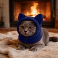 thumbnail image 1 of Pet Hood Dog Cat Snood Winter Warm Ears Design Adjustable Drawstring Cold Weather Pet Head Neck Warmer(Blue-31.5Cm), 1 of 5