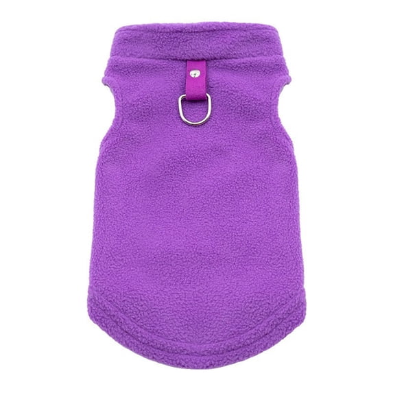 Pet Fleece Plaid Vest, Purple, L Size - Warm for Autumn Winter, Soft Fleecey Fabric, Built-in D-Ring for Leash - For Small Medium Dogs, Suitable for Daily Walks, Outdoor Activities, Indoor Wear
