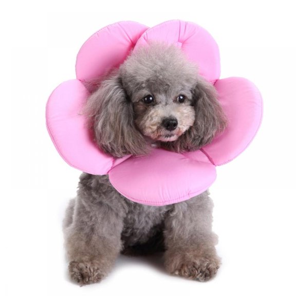 Pet Flower Elizabethan Recovery Collar For Dog Cat Soft Cone Anti-bite E-Collar(Pink L)