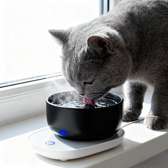 Pet Food Heater - 16.5x12.5 cm Thermal Cat Food, Insulated Food Bowl, Temperature Feed Tray, Intelligent USB Pet Bowl, Warm Food Dispenser for Dogs Cats Rabbits Birds, Black