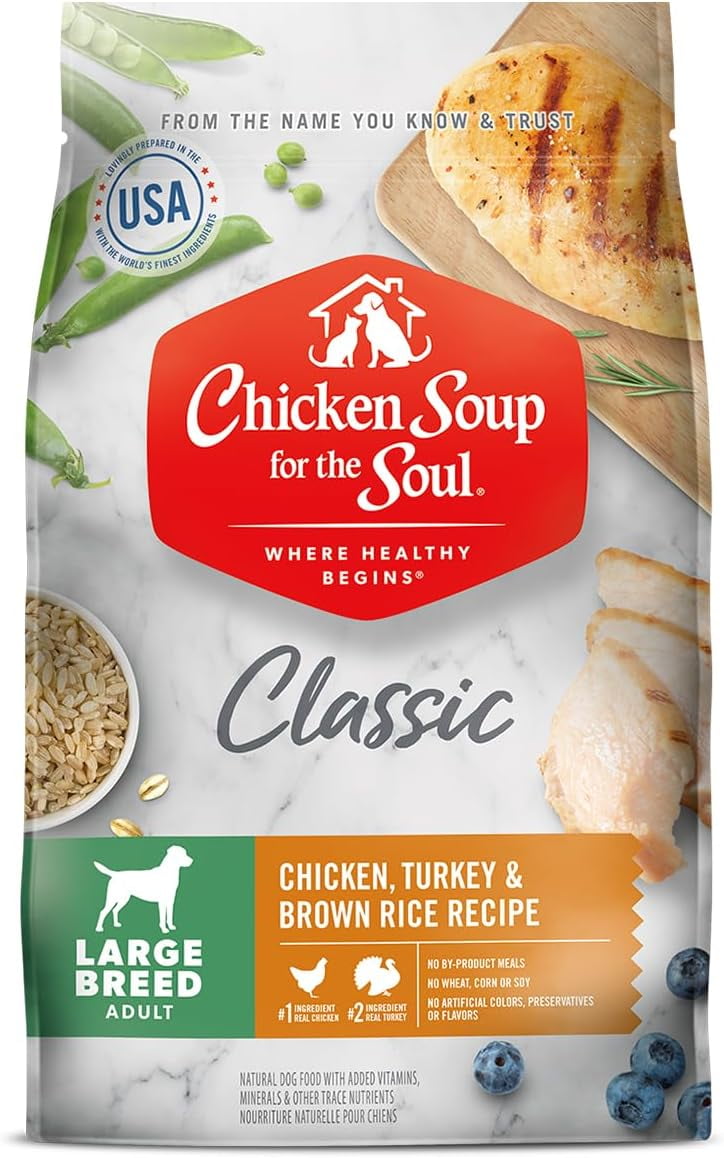 Pet Food Large Breed Adult Dog Food Chicken Turkey & Brown Rice 28LB