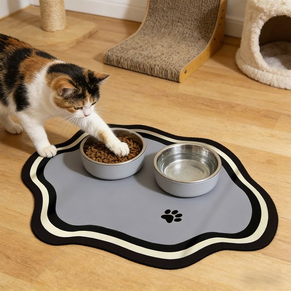 Pet Food Mat, Pet Placemat for Prevent Feeding Spills, Waterproof Dog Bowl Mats for Food and Water, Cat Food Mat for Pet Feeder