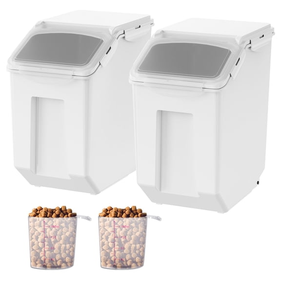 Pet Food Storage Container 30 lbs Capacity Airtight with Wheels for Dog Cat Food Rice