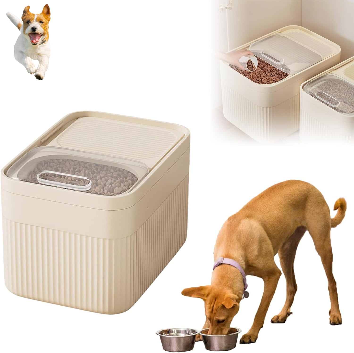Dog Bowls Dog Biscuit Storage Bin 33 LB Dog Food Storage Container