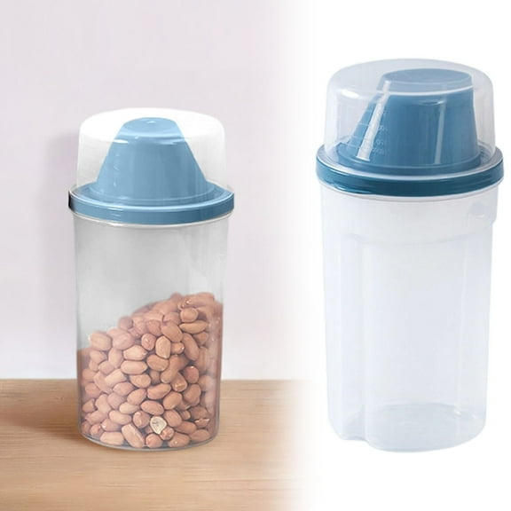 Pet Food Storage Containers, 1000ml/1500ml Airtight Dry Food Storage Container with Measuring And Funnel Mouth, Dispenser Suitable For And Cat Food Grains Rice Kitchen (Blue, 1000ml)
