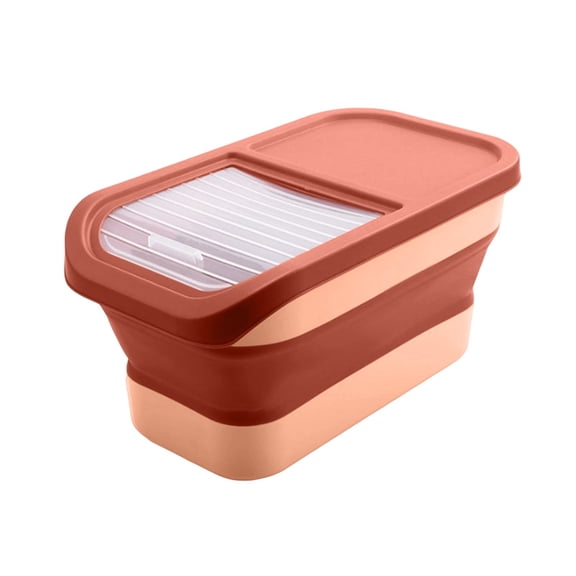 Pet Food Storage Containers, Collapsible Dog Food Container with Sliding Lid, Plastic Dog Food Bin Pink