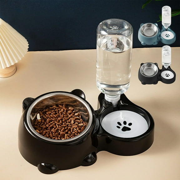 Pet Food Water Bowl under $5! Bzdzmqm Cats Bowl Two In One Feeder, Pet Food Water Combination Dish, Anti Slip Elevated Design Bowl, Dog Cat Feeding Drinking Station