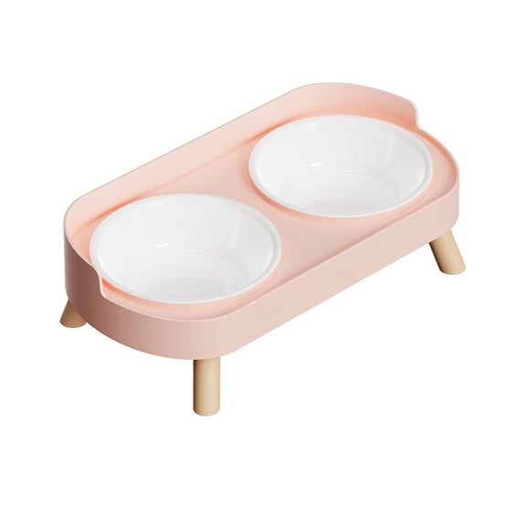 Pet Food & Water Bowl Set Raised Feeding Station with Non-Slip Base Elevated Ceramic Dish & Plastic Stand Combo for Digestive Health, Tidy Feeding & Indoor Pet Use
