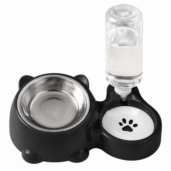 Pet Food and Water Bowl Set, 2 in 1 Automatic Water Dispenser with Non Slip Base, Feeding Bowl for Small Dogs and Cats Indoor Use
