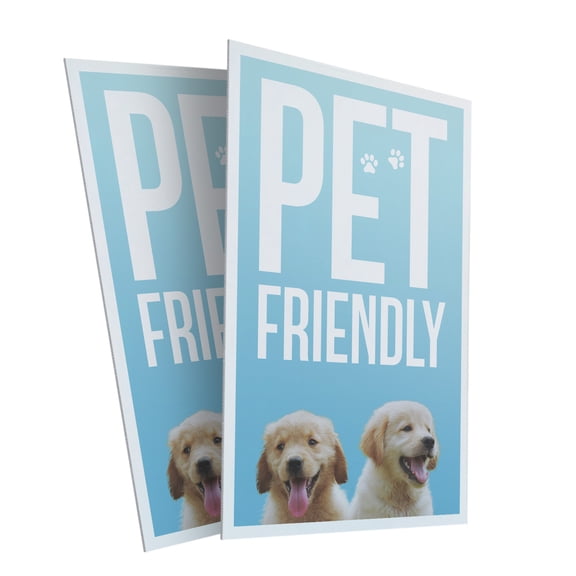 Pet Friendly (2-Pack) 24 Inch x 36 Inch Plastic Signs | Sign Insert 4mm Corrugated Plastic Signs Storefront Window Poster | Business Signage Animal-Friendly Policies Professional