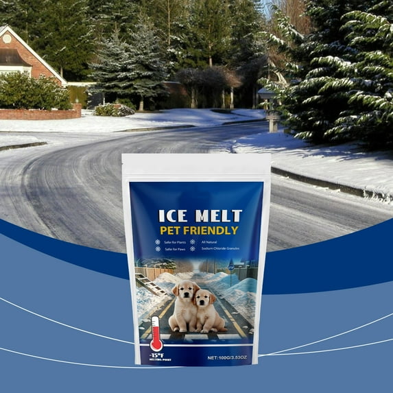 Pet Friendly Ice Melt, Pet Safe Ice Melter, Snow & Ice Melter, Ice Remover for Driveway, Concrete, Sidewalk, and Outdoor Spaces, 1 Pcs, 100 g, 6.69x4.72"