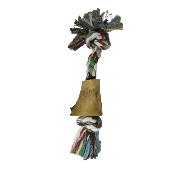 Pet Friendly Two Knot Dog Rope Toy and Femur Cow Bone Medium (USA Product)