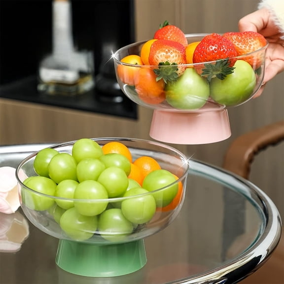 Pet Fruit Serving Bowl with Drainage Holes, Elevated Detachable Candy Snack Tray, Two-way Functional Storage & Filtering, Transparent Clear Build, 6.69x4.13x3.54in, Topliu