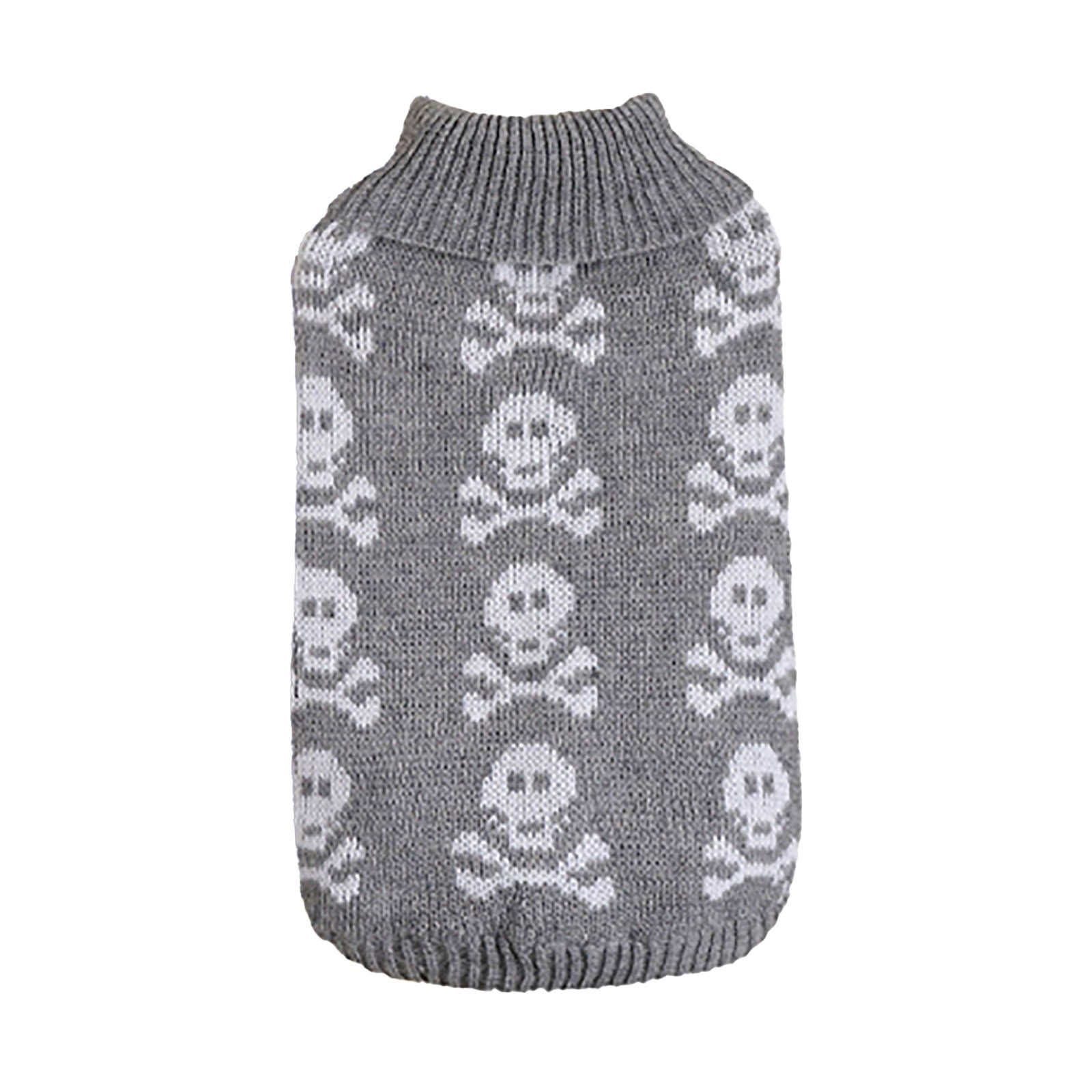 Pet Funny Knitted Solid Color S.kull Full Print English Pattern Turn