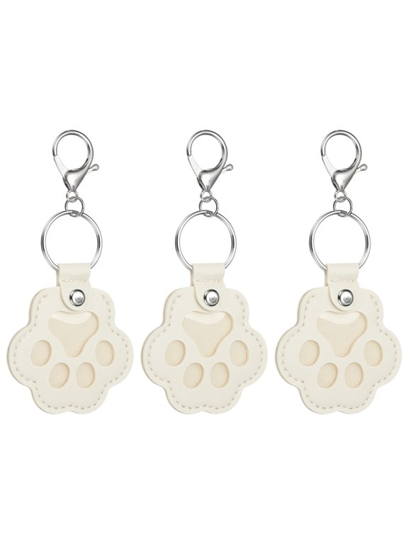 Pet Fur Keepsake, Dog Fur Storage Keychain Cat Paw Cute Leather Keyring (White, 3 Pcs), Intended for Collecting Cat Dog Hair
