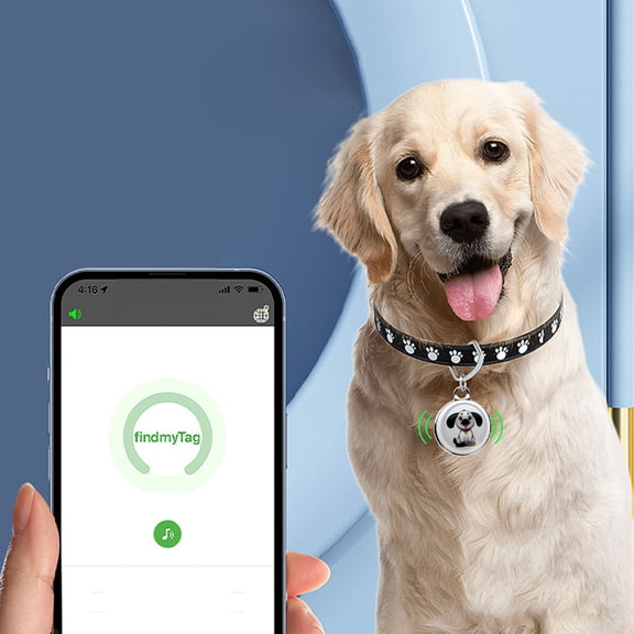 Pet GPS Tracker Tag Cartoon Dog Bluetooth Item Locator IP65 Waterproof Anti-Lost Key Luggage Finder Compatible with iOS Android All Pet Collars