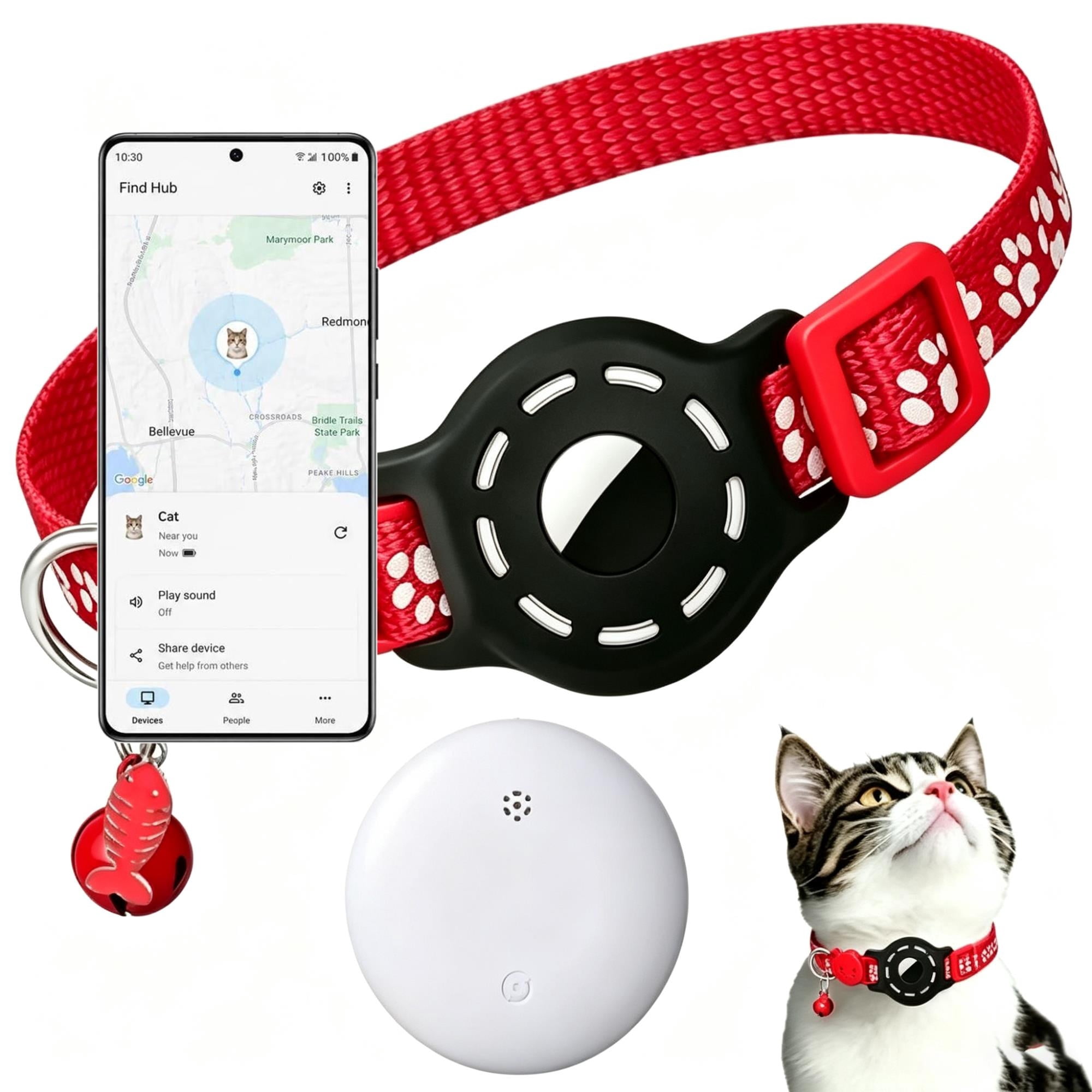 Pet GPS tracker collar, global real-time tracking cat collar, Bluetooth ...