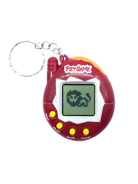 Retro Virtual Pet Digital Game Keychain, Nostalgic Electronic Collectible,Red