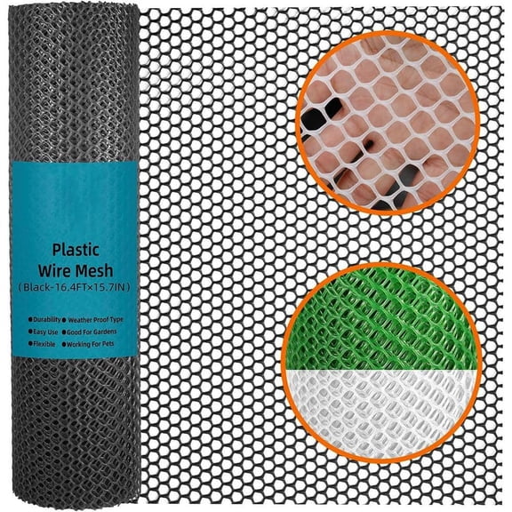 Pet & Garden Safeguard 3.7 in. Black Plastic Netting Multi-Use Decorative Fencing for Poultry Dogs Rabbits Chicken Snake