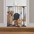 thumbnail image 1 of Pet Gate, 29.5''-34.25'' DOMIPET Pet Gate with Cat Door, Pressure Mount, Safety Gate Gift,Black, 1 of 6